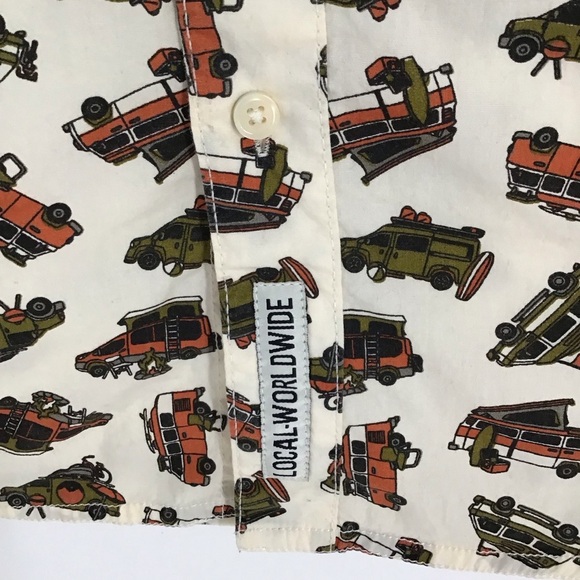 KAVU Dream Van Urban Outfitters Button-UP Short Sleeve Shirt Size Medium - Picture 6 of 8